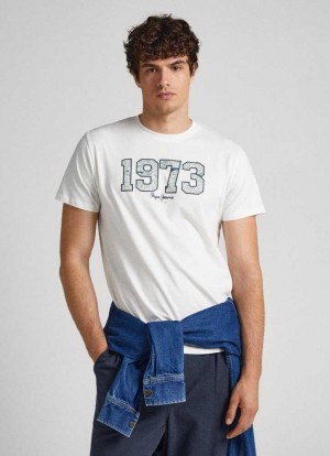 Pepe Jeans 1973 Logo Print T-shirt T-shirt Herr Vita | 168935ODU
