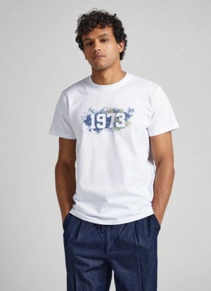 Pepe Jeans 1973 Printed Logo T-shirt T-shirt Herr Vita | 965820MAC