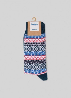 Pepe Jeans 2-pack Mixed Crew Socks Underkläder Herr Röda | 621354WQB