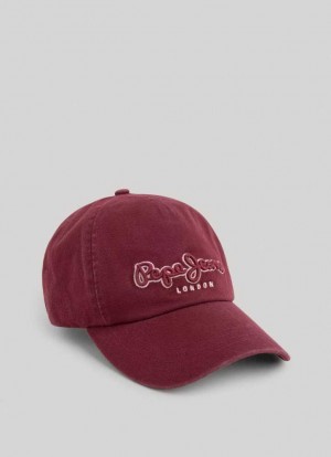 Pepe Jeans 3d Embroidered Logo Cap Kepsar Herr Vinröda Röda | 065819MCY