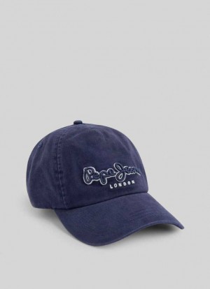 Pepe Jeans 3d Embroidered Logo Cap Kepsar Herr Blå | 965410ZAQ