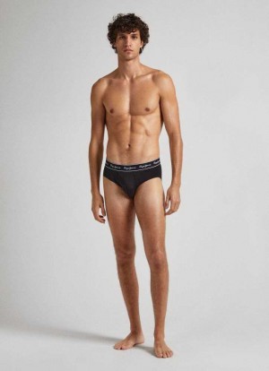 Pepe Jeans 3pack Elastic Bomull Briefs Underkläder Herr Svarta | 402157FVH