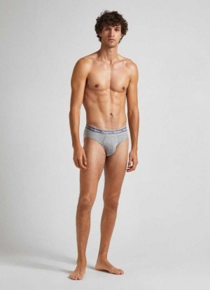 Pepe Jeans 3pack Elastic Bomull Briefs Underkläder Herr Grå | 796348ZKU