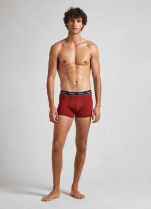 Pepe Jeans 3-pack Mixed Boxers Underkläder Herr Vinröda Röda | 804629PLJ
