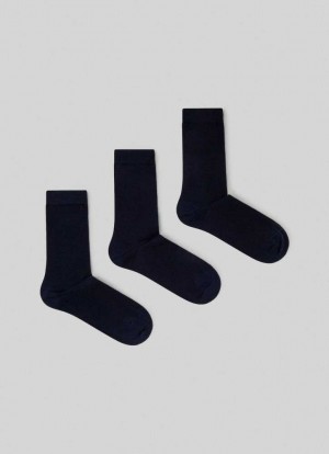 Pepe Jeans 3-pack Plain Crew Socks Underkläder Dam Marinblå | 674219CSK