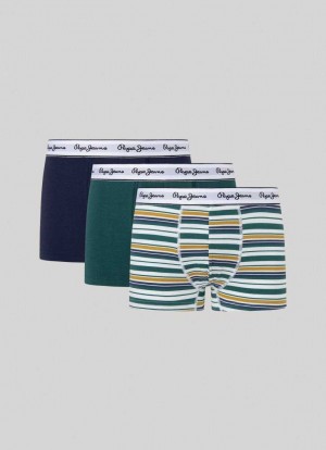 Pepe Jeans 3-pack Randig Boxers Underkläder Herr Gröna | 827931DIN