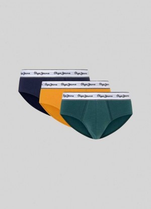 Pepe Jeans 3-pack Solid Colour Briefs Underkläder Herr Gula | 265831KFV