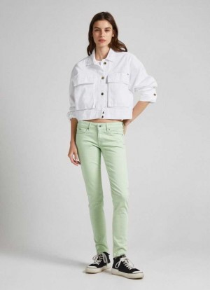 Pepe Jeans 5 Pocket Mager Fit Trousers Långbyxor Dam Gröna | 275168JRI