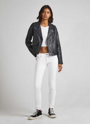 Pepe Jeans 5 Pocket Mager Fit Trousers Långbyxor Dam Vita | 921376OKQ