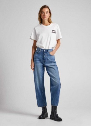 Pepe Jeans Addison Balloon Fit High-rise Jeans Denim Dam Blå | 120637BPK