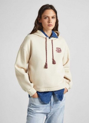 Pepe Jeans Adjustable Hoodie Hoodie Dam Bruna Beige | 740619MHT