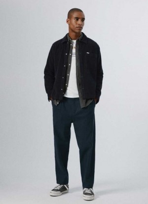 Pepe Jeans Alban Loose Fit Corduroy Trousers Långbyxor Herr Blå | 650324OTD