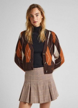 Pepe Jeans Argyle Jacquard Cardigan Jumpers Dam Bruna | 480931RFG