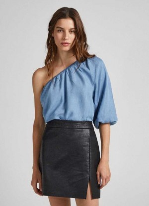 Pepe Jeans Asymmetrical Blouse Blus Dam Blå | 640938MGC
