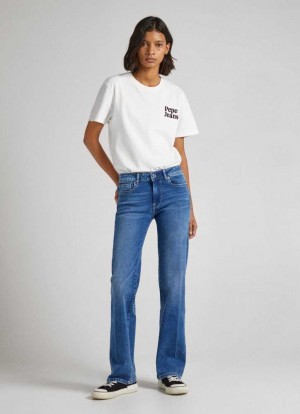 Pepe Jeans Aubrey Slim Fit Mid-rise Jeans Denim Dam Blå | 632150UQR