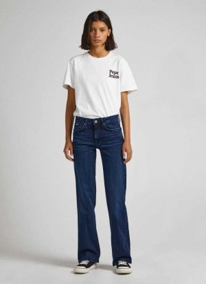 Pepe Jeans Aubrey Slim Fit Mid-rise Jeans Denim Dam Blå | 359740WLJ