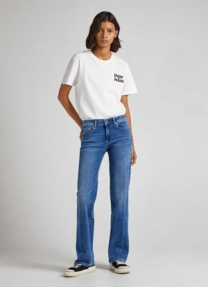 Pepe Jeans Aubrey Slim Fit Mid-rise Jeans Slim Jeans Dam Blå | 345260QHY