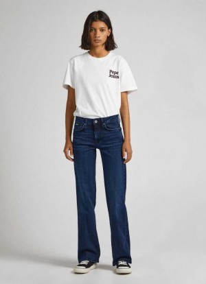 Pepe Jeans Aubrey Slim Fit Mid-rise Jeans Slim Jeans Dam Blå | 012347FGT