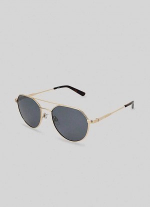 Pepe Jeans Aviator Sunglasses Solglasögon Herr Guld | 468207ZMR