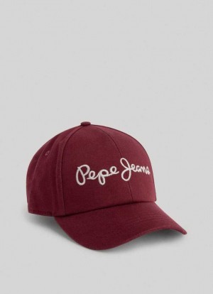 Pepe Jeans Basic Cap With Embroidered Logo Kepsar Dam Vinröda Röda | 629340NOT