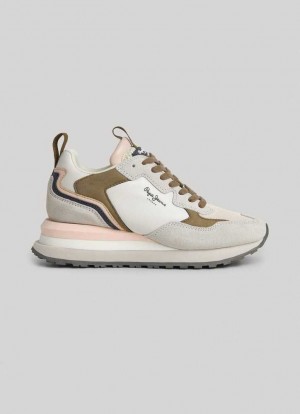 Pepe Jeans Blur Point Combined Trainers Träningsskor Dam Beige | 748962UGV