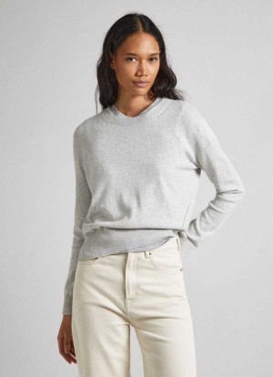 Pepe Jeans Bomull Cashmere Knit Jumpers Dam Ljusgrå | 947608EYG