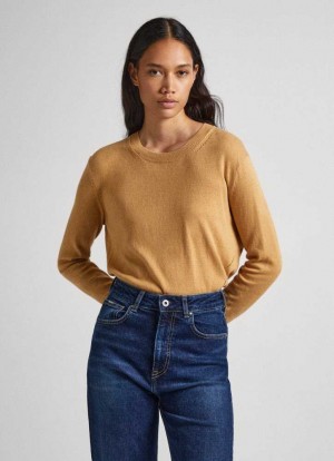 Pepe Jeans Bomull Cashmere Knit Stickat Dam Bruna Beige | 941652QUB