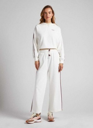 Pepe Jeans Bomull Joggers Långbyxor Dam Vita | 213769ZPF