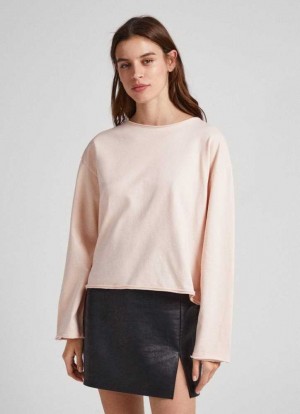 Pepe Jeans Bomull Lycra Sweatshirt Tröjor Dam Grå Rosa Rosa | 057948GOB