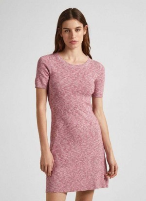 Pepe Jeans Bomull Melange Klänning Stickat Dam Röda | 952843EUO