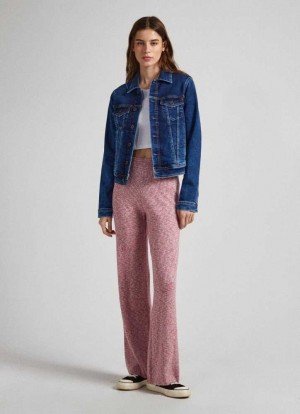 Pepe Jeans Bomull Melange Trousers Långbyxor Dam Röda | 914658NAL