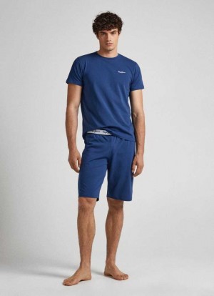 Pepe Jeans Bomull Pyjama Shorts Underkläder Herr Marinblå | 248079CWO
