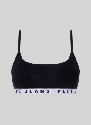Pepe Jeans Bomull Sports Bra Underkläder Dam Svarta | 487139FSA