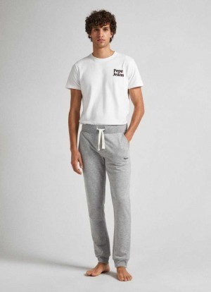 Pepe Jeans Bomull Terry Trousers With Logo Underkläder Herr Grå | 371254OTS