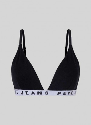 Pepe Jeans Bomull Triangular Bra Underkläder Dam Svarta | 104268ZAY