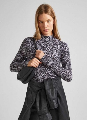 Pepe Jeans Bomull T-shirt With Animal Print T-shirt Dam Svarta | 654809FEZ
