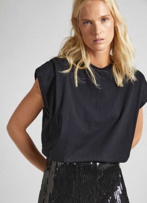 Pepe Jeans Boxy Fit Bomull T-shirt T-shirt Dam Svarta | 285347CIM