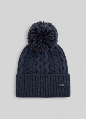 Pepe Jeans Braided Cable Knit Beanie Kepsar Herr Blå | 132467BGF