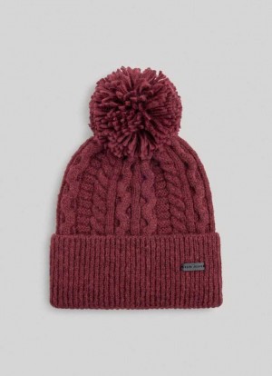 Pepe Jeans Braided Cable Knit Beanie Kepsar Herr Vinröda Röda | 802316SUV