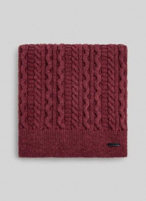Pepe Jeans Braided Cable Knit Scarf Halsduk Dam Vinröda Röda | 184327ZBR