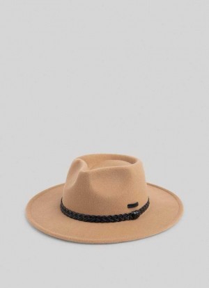 Pepe Jeans Breda-brimmed Felt Hat Kepsar Dam Bruna Beige | 254187DFN