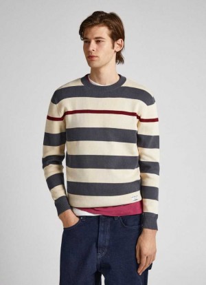 Pepe Jeans Breton Stripe Print Sweatshirt Jumpers Herr Grå | 492856HZR