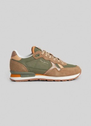Pepe Jeans Brit Jump Löpar Shoes Träningsskor Dam Khaki Gröna | 108653ABM