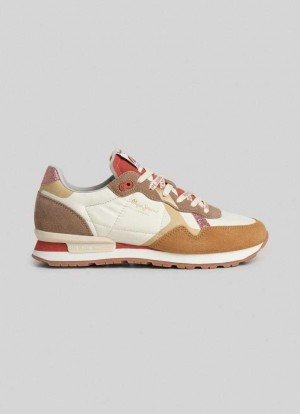 Pepe Jeans Brit Print Lux Löpar Shoes Träningsskor Dam Vita | 823617QAP