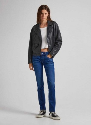 Pepe Jeans Brooke Regular Fit Mid-rise Jeans Slim Jeans Dam Blå | 593768PGA