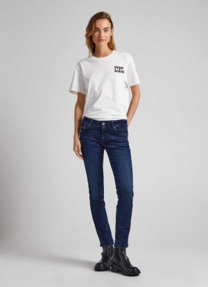 Pepe Jeans Brooke Regular Fit Mid-rise Jeans Slim Jeans Dam Blå | 428093BDN