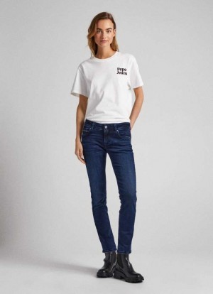 Pepe Jeans Brooke Regular Fit Mid-rise Jeans Denim Dam Blå | 307912FMK