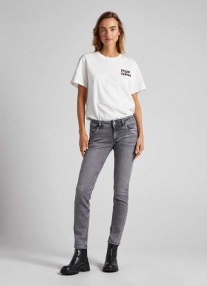 Pepe Jeans Brooke Regular Fit Mid-rise Jeans Denim Dam Blå | 065972SJA