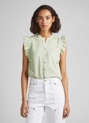 Pepe Jeans Butterfly Sleeve Blouse Blus Dam Gröna | 198726REY