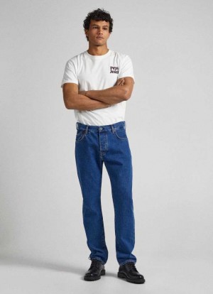 Pepe Jeans Byron Relaxed Fit Mid-rise Jeans Jeans Herr Blå | 472381MZL